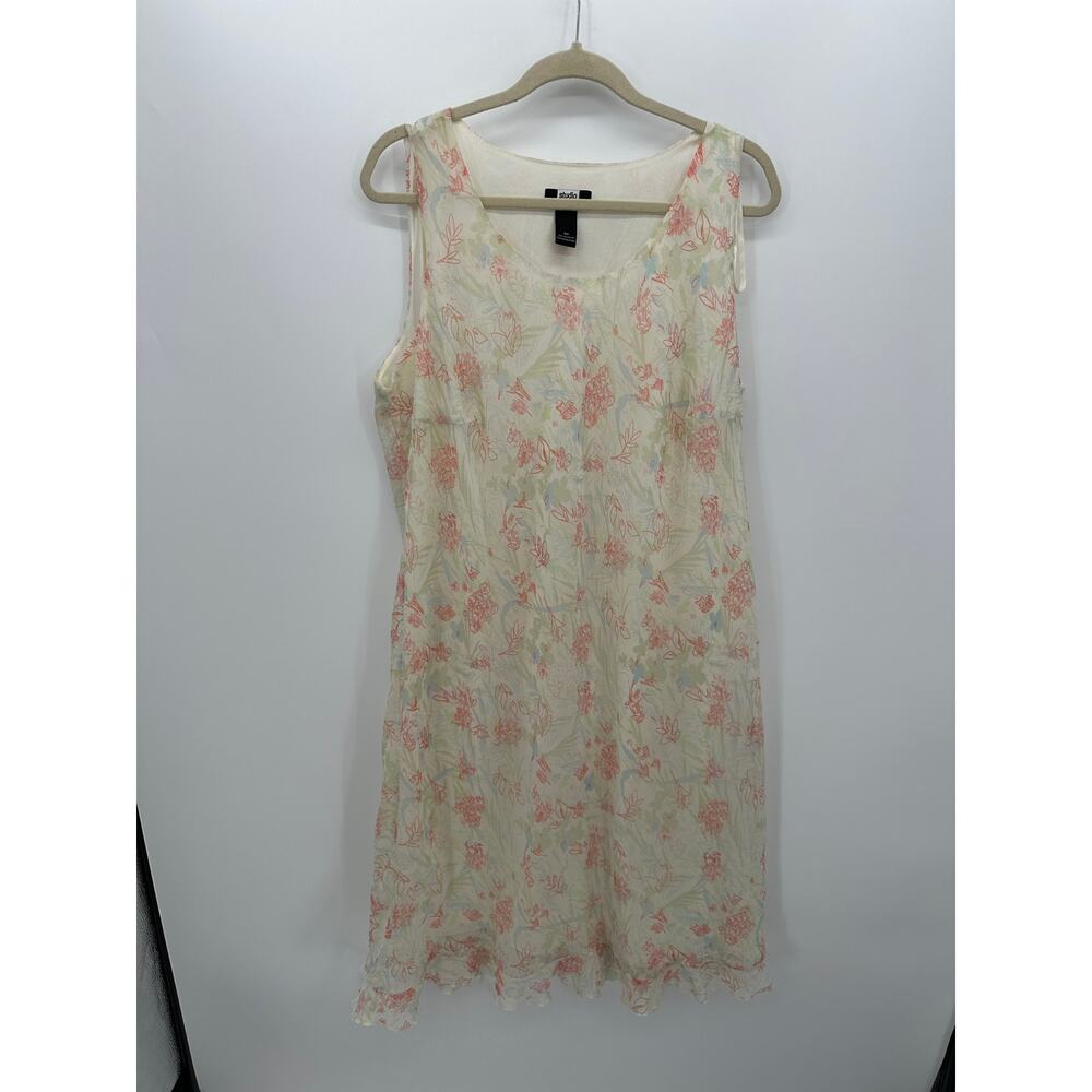 Womens Y2K Midi Dress Size 18W Yellow Floral Sheer Fairy Romantic Coquette